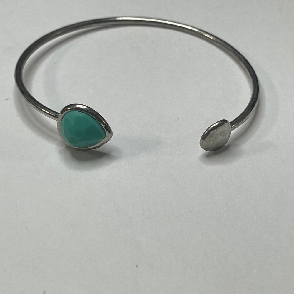 bracelet silver tone cuff costume jewelry faux turquoise bohemian western trendy